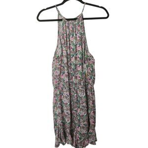 BeBop Womens Juniors Floral Sleeveless Romper Elastic Drawstring Tie Waist XL